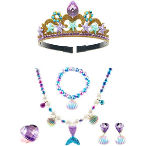 Frozen Princess Dress Up Jewelry Dress Up Set for Girls Jewelry Accessories with Crowns, Necklaces, Wands, Gloves, Earrings - KAMO