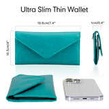 HAWEE Card Wallet RFID Blocking Envelope Style Tri-fold Checkbook Clutch Slim Vegan Leather 2 ID Windows with Coin Pocket, Green