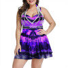 Womens Halter Swimdress Plus Size Two Piece Swimsuit Tankini Set - KAMO