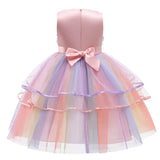 HAWEE Kids Flower Dresses For Baby Girls Elegant Wedding Princess Dress Ceremony Party Rainbow Tutu Ball Gown - KAMO