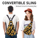 HAWEE Women's Rope Sling Bag - Convertible Chest Bag & Backpack, Water-Resistant Crossbody Daypack for Travel, Sport, Cycling | Left or Right Wear, Sunflower