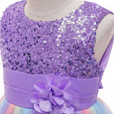 HAWEE Flower Girls Sequin Dress Rainbow Tutu Birthday Party Princess Dress Pageant Gown for Age 3-10 Years Old - KAMO