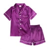 HAWEE Girls Pajamas Satin Pajama Set Silk Pjs Short Sleeve Sleepwear Loungewear Clothes Set Size 1-13 Years - KAMO