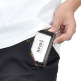 HAWEE Men's Bifold Front Pocket Wallet Genuine Leather RFID Blocking Card Billfold 5 Slots with Cash Clip, Black