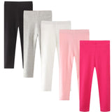 HAWEE 5 Pack Girls Leggings Cotton Leggings for Girls Tights Pants for Kids Toddler Stretchy Full Length Multipack 2-7T - KAMO