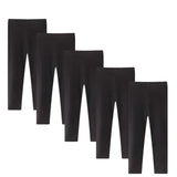 HAWEE 5 Pack Girls Leggings Cotton Leggings for Girls Tights Pants for Kids Toddler Stretchy Full Length Multipack 2-7T - KAMO