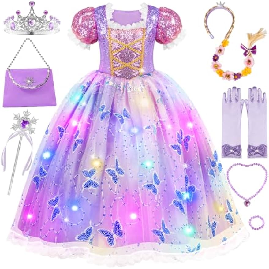Meland Princess Dresses for Girls - Light Up Princess Costume for Lit KAMO Meland Princess Dresses for Girls - Light Up Princess Costume for Lit KAMO