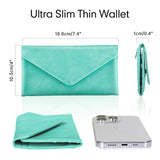 HAWEE Card Wallet RFID Blocking Envelope Style Tri-fold Checkbook Clutch Slim Vegan Leather 2 ID Windows with Coin Pocket, Green