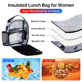 HAWEE Reusable Insulated Lunch Bag for Women - Portable Thermal Meal Tote with Adjustable Shoulder Strap & Bottle Pocket, Small Soft Cooler for Office, Work, Beach, Picnic & Travel