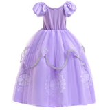 HAWEE Princess Dress Girls Purple Costume Halloween Puff Sleeve Princess Dress for Party - KAMO