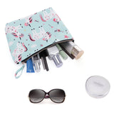 HAWEE Cosmetic Bag for Women Girls Make up Storage Pouch Case Portable Zipper Travel Accessories Organizer for Toiletry Water Repellent, Retro Camellia