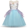 KAWELL Unicorn Princess Tulle Flower Pageant Christmas Girl's Fancy-Dress Costume for Child, 9-10 Years - KAMO