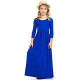 HAWEE Girls Casual Maxi Dress Long Sleeve Holiday Pockets Dresses Girls Long Sleeve Floor Length Maxi Dress