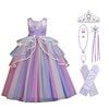 HAWEE Girls Unicorn Princess Dress Fancy Party Costume Dress up Wedding Birthday Party Gown for Age 2-11 Years Old - KAMO