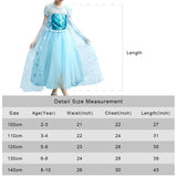 Princess Elsa Costume Party Dress for Kids with Tiara Necklaces and Wand - KAMO