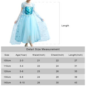 Princess Elsa Costume Party Dress for Kids with Tiara Necklaces and Wand - KAMO