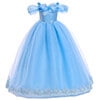 HAWEE Princess Dress for Girls, Halloween Cosplay Costume Toddler Off the Shoulder Blue Fancy Outfit - KAMO