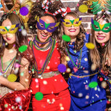 Mardi Gras Beads Necklaces Mask Coins Party Favors Set, 124pcs Mardi Gras Accessories Decorations Bulk for Kids Women Men Parades Carnival Games Toy Masquerade Party Decor Supplies - KAMO
