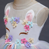 HAWEE Girls Unicorn Princess Dress Fancy Party Costume Dress up Wedding Birthday Party Gown for Age 2-11 Years Old - KAMO