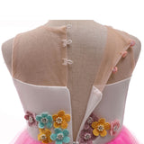 Girls' Unicorn Party Princess Dress Rainbow Tulle Long Wedding Gown Birthday Kids Clothes - KAMO