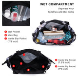 HAWEE Expandable Duffel Bag for Women with Trolley Sleeve and Wet Pocket Water Repellent Weekender Travel Tote Large Capacity Carry On Overnight Luggage for Gym/ Trip/ Camping/ Beach, Sunflower