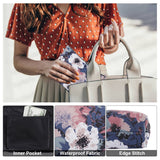 HAWEE Cosmetic Bag for Women Girls Make up Storage Pouch Case Portable Zipper Travel Accessories Organizer for Toiletry Water Repellent, Retro Camellia