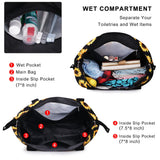 HAWEE Expandable Duffel Bag for Women with Trolley Sleeve and Wet Pocket Water Repellent Weekender Travel Tote Large Capacity Carry On Overnight Luggage for Gym/ Trip/ Camping/ Beach, Sunflower