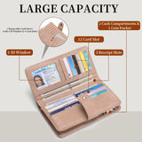 HAWEE Womens Wallets Large Capacity Credit Card Holder Rfid Wallet Women Zipper Pocket Leather Ladies Wristlet Clutch Wallet