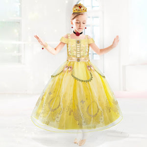 Princess Dresses for Girls, Princess Costume for Girls with Crown, 11Pcs Princess Dress Up for Girls Toddler Age 3-8 - KAMO