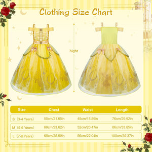 Princess Dresses for Girls, Princess Costume for Girls with Crown, 11Pcs Princess Dress Up for Girls Toddler Age 3-8 - KAMO
