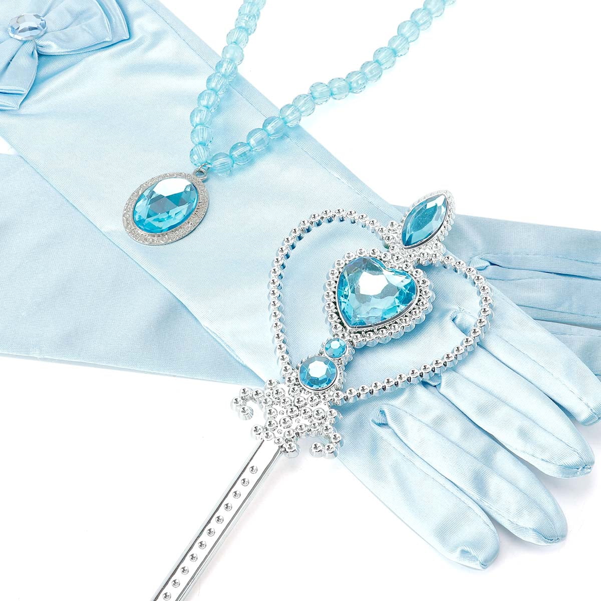 Frozen Princess Dress Up Jewelry Dress Up Set for Girls Jewelry Accessories with Crowns, Necklaces, Wands, Gloves, Earrings - KAMO