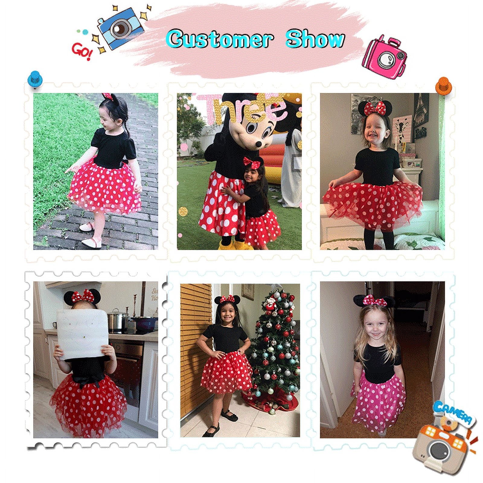 Minnie Costume Baby Girl Dress Mouse Ear Headband Polka Dot Dress - KAMO
