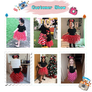 Minnie Costume Baby Girl Dress Mouse Ear Headband Polka Dot Dress - KAMO