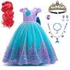 HAWEE Girls Mermaid Costume Princess Dress Up Lace Off Shoulder Evening Elegant Dress - KAMO