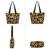 HAWEE Sunflower Tote Bag with Zipper for Women Inside Mesh Pocket Heavy Duty Casual Cloth Shoulder Handbag Outdoors, Sunflower Yellow