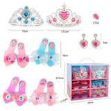 Girls Princess Dress Up Shoes and Accessories with 4 Pair of Princess Play Shoes and Jewelry Birthday Gifts Set - KAMO