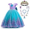 HAWEE Girls Mermaid Costume Princess Dress Up Lace Off Shoulder Evening Elegant Dress - KAMO