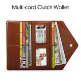 HAWEE Card Wallet RFID Blocking Envelope Style Tri-fold Checkbook Clutch Slim Vegan Leather 2 ID Windows with Coin Pocket, Green