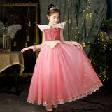 HAWEE Girls Sleeping Princess Dress Pink Costume for Halloween Christmas Fancy Birthday Party - KAMO
