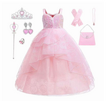 HAWEE Dress Costume for Girls, Pink Tulle and Sequin Dress for Kids Christmas Halloween Cosplay Costumes - KAMO