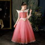 HAWEE Girls Sleeping Princess Dress Pink Costume for Halloween Christmas Fancy Birthday Party - KAMO
