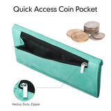 HAWEE Card Wallet RFID Blocking Envelope Style Tri-fold Checkbook Clutch Slim Vegan Leather 2 ID Windows with Coin Pocket, Green