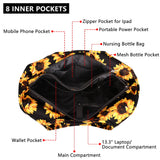 HAWEE Sunflower Tote Bag Water Repellent Travel Handbag Purse with 11 Pockets for Commuting/ Working/ Nursing/ Shopping/ Exercising