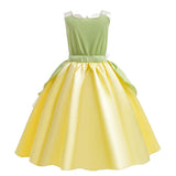 HAWEE Deluxe Princess Frog Costumes Little Girls Dress Fancy Gown for Cosplay Halloween Party - KAMO