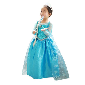 KAWELL Snow Queen Princess Elsa Costumes Birthday Dress Up for Little Girls with Crown,Mace,Gloves Accessories - KAMO