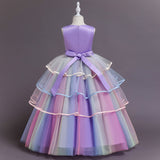 HAWEE Girls Unicorn Princess Dress Fancy Party Costume Dress up Wedding Birthday Party Gown for Age 2-11 Years Old - KAMO