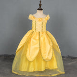 HAWEE Princess Dress Up Costume for Girls Birthday Cosplay Party with Accessories, Yellow - KAMO