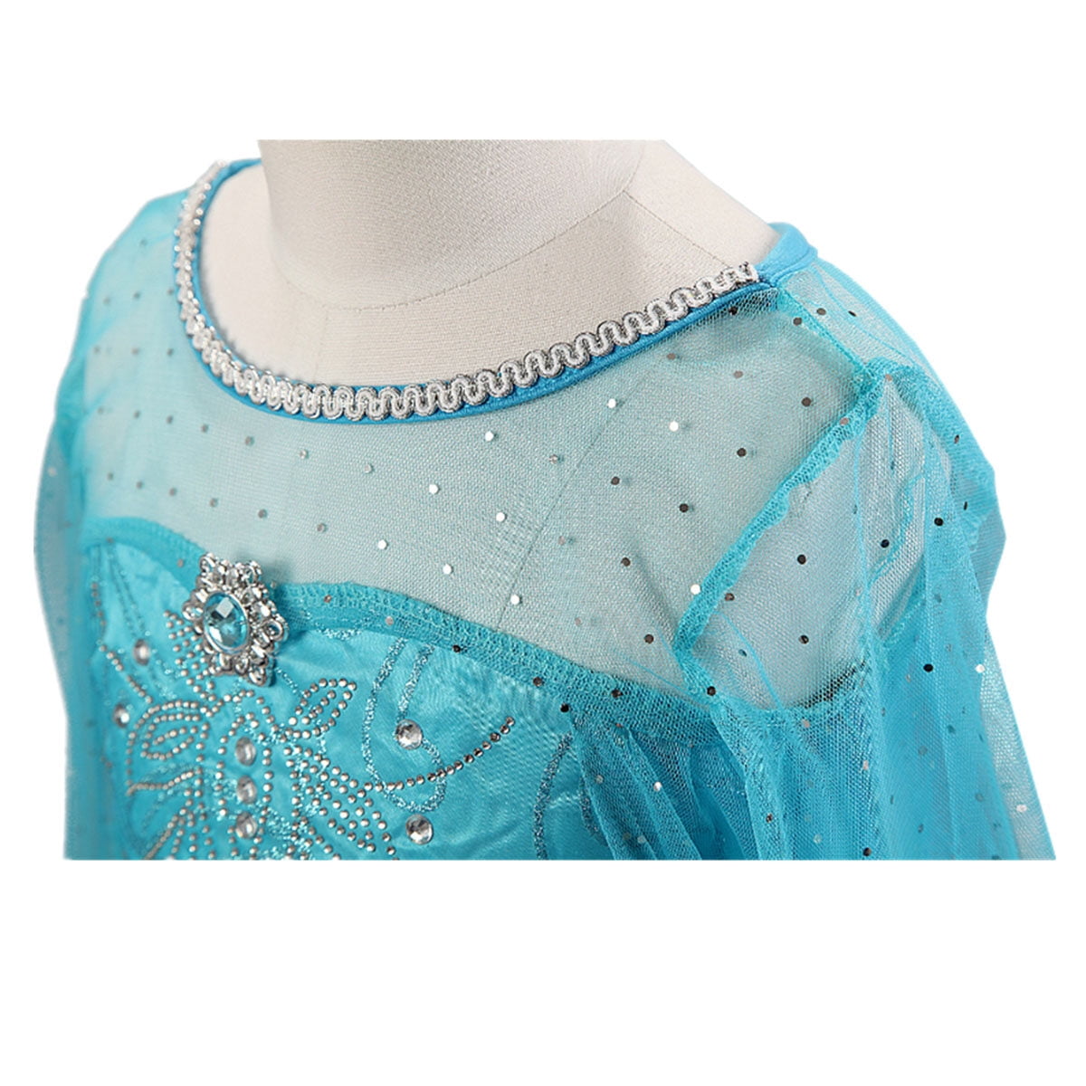 KAWELL Girls Princess Party Elsa Dress Little Girls Cosplay Costume with Accessories - KAMO