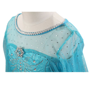 KAWELL Girls Princess Party Elsa Dress Little Girls Cosplay Costume with Accessories - KAMO