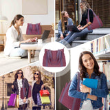 HAWEE Canvas Tote Bag for Women Daily Work Zippered Handbag Casual Shoulder Bag for Shopping Business Travel, Purple
